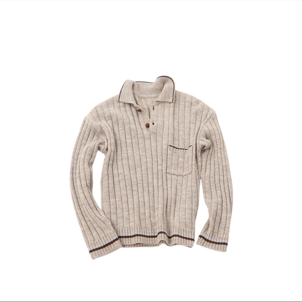 Ro Roo Ma Designer Ribbed Knit Henley Sweater S - Picture 5 of 11